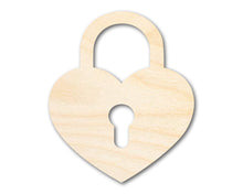 Load image into Gallery viewer, Unfinished Wood Heart Lock Shape | DIY Craft Cutout | up to 46&quot; DIY
