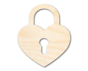 Unfinished Wood Heart Lock Shape | DIY Craft Cutout | up to 46" DIY