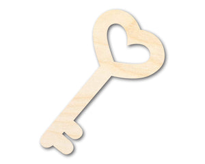 Unfinished Wood Heart Key Shape | DIY Craft Cutout | up to 46" DIY