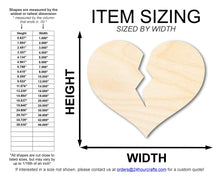 Load image into Gallery viewer, Unfinished Wood Broken Heart Shape | DIY Craft Cutout | up to 46&quot; DIY
