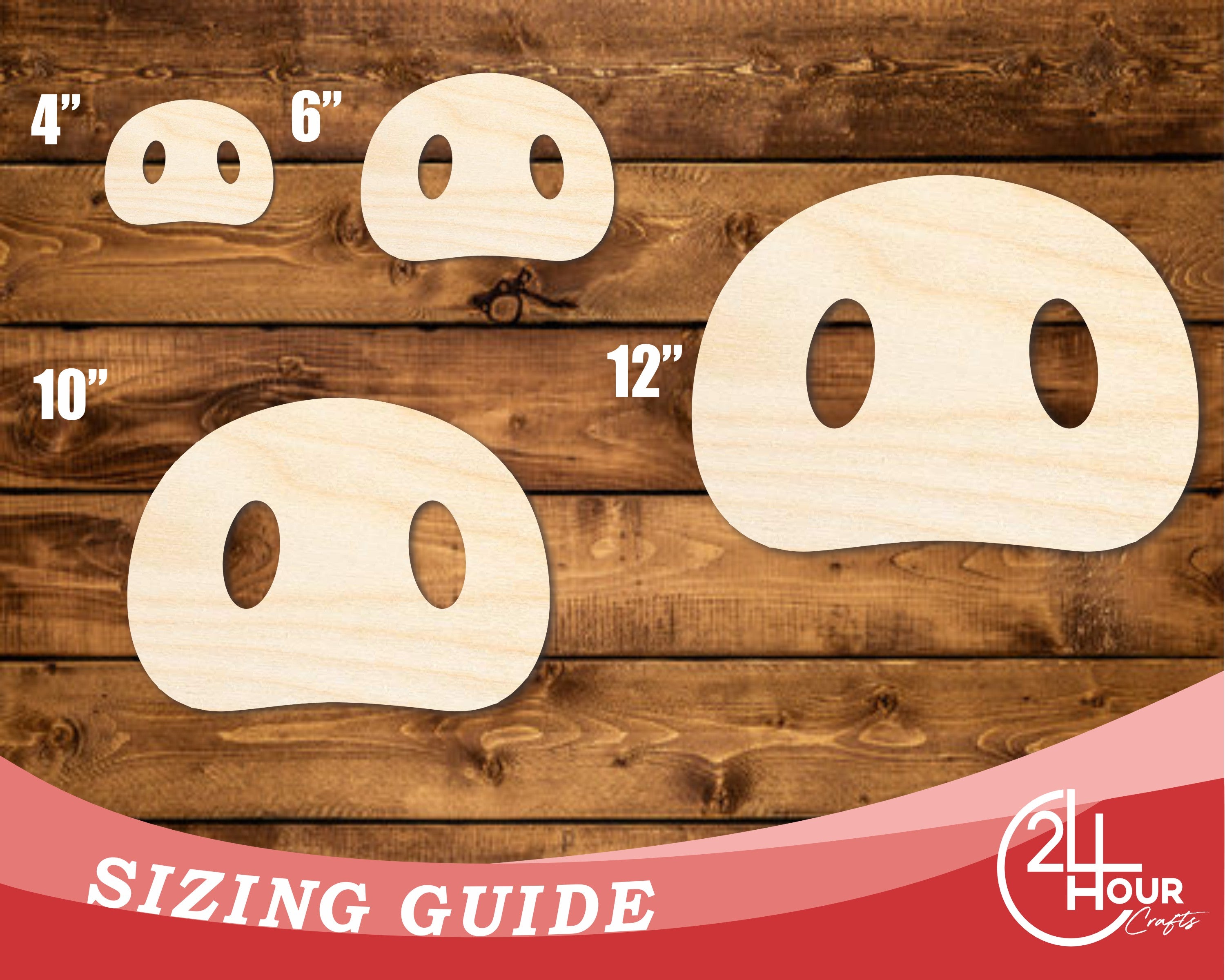 Unfinished Wood Pig Nose Shape | DIY Craft Cutout | up to 46