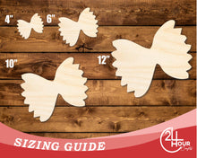 Load image into Gallery viewer, Unfinished Wood Farfalle Pasta| DIY Craft Cutout | up to 46&quot; DIY
