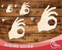 Load image into Gallery viewer, Unfinished Wood Okay Hand Shape | DIY Craft Cutout | up to 46&quot; DIY
