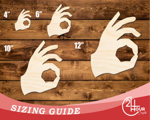 Unfinished Wood Okay Hand Shape | DIY Craft Cutout | up to 46" DIY