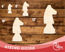 Load image into Gallery viewer, Unfinished Wood Knight Chess Piece Shape | DIY Craft Cutout | up to 46&quot; DIY
