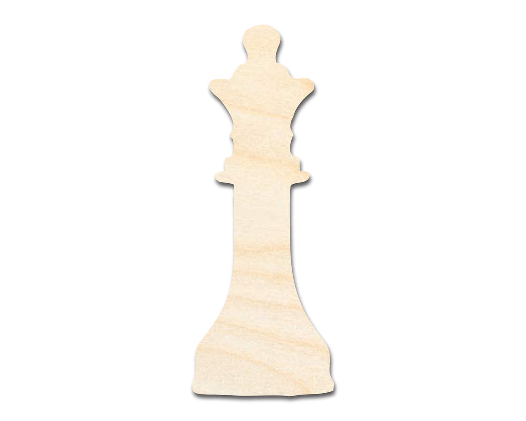 Unfinished Wood Queen Chess Piece Shape | DIY Craft Cutout | up to 46