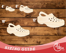 Load image into Gallery viewer, Unfinished Wood Clog Shoe Shape | DIY Craft Cutout | up to 46&quot; DIY
