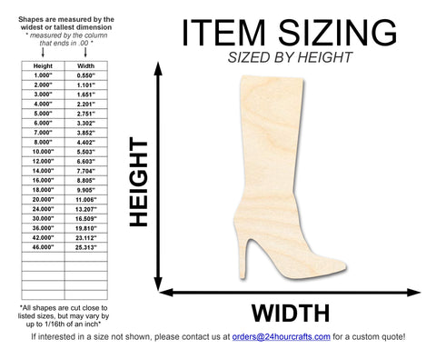 Unfinished Wood Stiletto Boot Shape | DIY Craft Cutout | up to 46" DIY