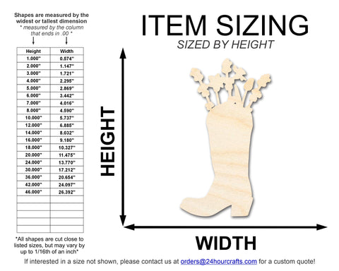 Unfinished Wood Flower Boot Shape | DIY Craft Cutout | up to 46" DIY