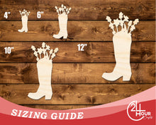 Load image into Gallery viewer, Unfinished Wood Flower Boot Shape | DIY Craft Cutout | up to 46&quot; DIY
