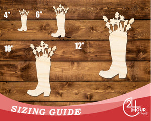 Unfinished Wood Flower Boot Shape | DIY Craft Cutout | up to 46" DIY