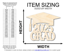 Load image into Gallery viewer, Unfinished Wood 2025 Grad Shape | DIY Craft Cutout | up to 46&quot; DIY
