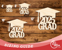 Load image into Gallery viewer, Unfinished Wood 2025 Grad Shape | DIY Craft Cutout | up to 46&quot; DIY
