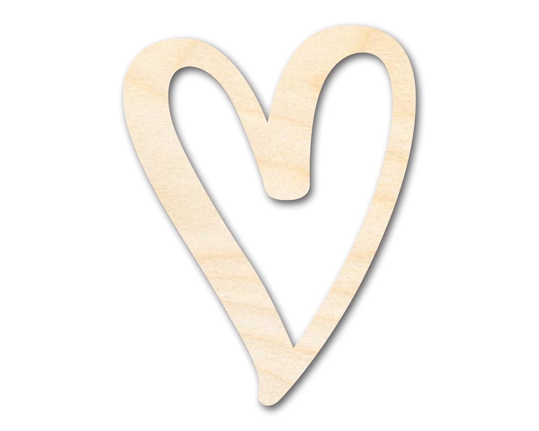 Unfinished Wood Heart Outline Shape | DIY Craft Cutout | up to 46