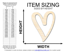 Load image into Gallery viewer, Unfinished Wood Heart Outline Shape | DIY Craft Cutout | up to 46&quot; DIY
