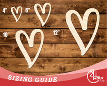 Load image into Gallery viewer, Unfinished Wood Heart Outline Shape | DIY Craft Cutout | up to 46&quot; DIY
