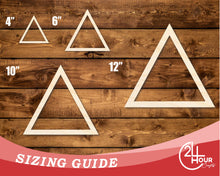 Load image into Gallery viewer, Unfinished Wood Triangle Outline Shape | DIY Craft Cutout | up to 46&quot; DIY
