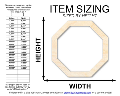Unfinished Wood Octagon Outline Shape | DIY Craft Cutout | up to 46" DIY