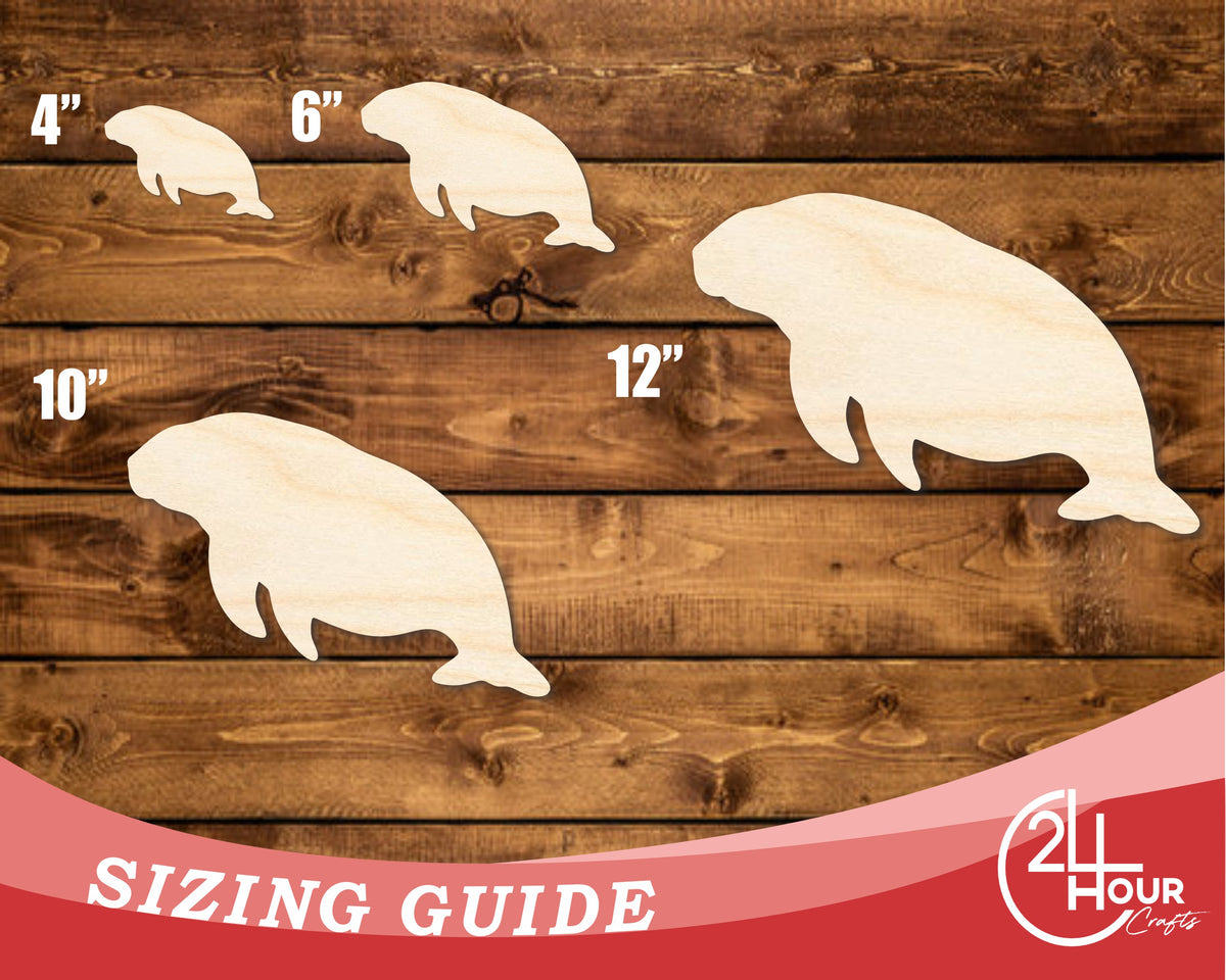 Unfinished Wood Chunky Manatee Shape | DIY Craft Cutout | up to 46
