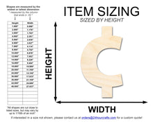 Load image into Gallery viewer, Unfinished Wood Cent Symbol Shape | DIY Craft Cutout | up to 46&quot; DIY
