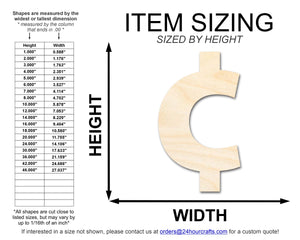 Unfinished Wood Cent Symbol Shape | DIY Craft Cutout | up to 46" DIY