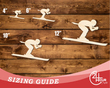 Load image into Gallery viewer, Unfinished Wood Skier Shape | DIY Craft Cutout | up to 46&quot; DIY
