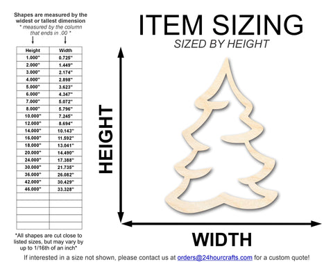 Unfinished Wood Snowy Tree Shape | DIY Craft Cutout | up to 46" DIY