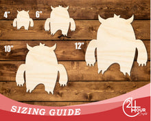 Load image into Gallery viewer, Unfinished Wood Angry Monster Shape | DIY Craft Cutout | up to 46&quot; DIY
