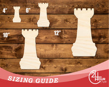 Load image into Gallery viewer, Unfinished Wood Chess Rook Shape | DIY Craft Cutout | up to 46&quot; DIY
