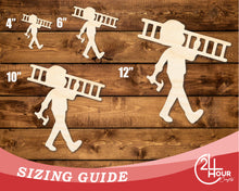 Load image into Gallery viewer, Unfinished Wood Ladder Worker Shape | DIY Craft Cutout | up to 46&quot; DIY
