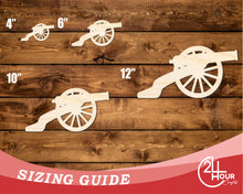 Load image into Gallery viewer, Unfinished Wood War Cannon Shape | DIY Craft Cutout | up to 46&quot; DIY
