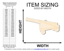 Load image into Gallery viewer, Unfinished Wood Cannon Shape | DIY Craft Cutout | up to 46&quot; DIY
