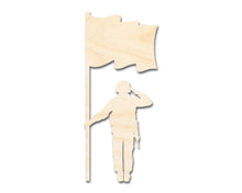 Load image into Gallery viewer, Unfinished Wood Soldier With Flag Shape | DIY Craft Cutout | up to 46&quot; DIY
