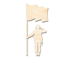 Unfinished Wood Soldier With Flag Shape | DIY Craft Cutout | up to 46" DIY