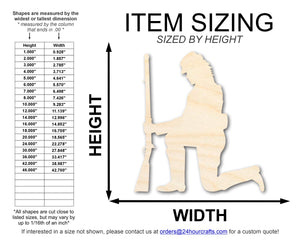 Unfinished Wood Kneeling Soldier Shape | DIY Craft Cutout | up to 46" DIY