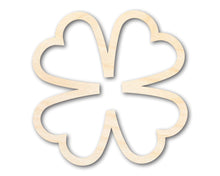 Load image into Gallery viewer, Unfinished Wood Four Leaf Clover Outline Shape | DIY Craft Cutout | up to 46&quot; DIY
