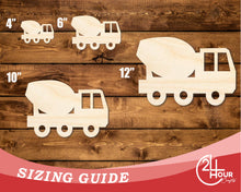 Load image into Gallery viewer, Unfinished Wood Cement Truck Shape | DIY Craft Cutout | up to 46&quot; DIY
