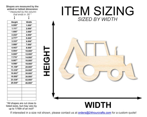 Unfinished Wood Backhoe Shape | DIY Craft Cutout | up to 46" DIY