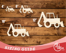 Load image into Gallery viewer, Unfinished Wood Backhoe Shape | DIY Craft Cutout | up to 46&quot; DIY
