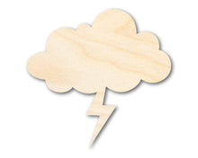 Load image into Gallery viewer, Unfinished Wood Lightning Cloud Shape | DIY Craft Cutout | up to 46&quot; DIY
