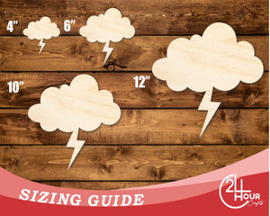 Unfinished Wood Lightning Cloud Shape | DIY Craft Cutout | up to 46" DIY