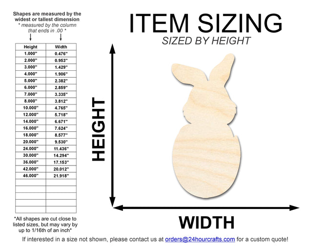 Unfinished Wood Bunny in Easter Egg Shape | DIY Craft Cutout | up to 46
