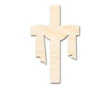 Load image into Gallery viewer, Unfinished Wood Draped Cross Shape | DIY Craft Cutout | up to 46&quot; DIY
