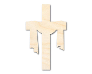 Unfinished Wood Draped Cross Shape | DIY Craft Cutout | up to 46" DIY