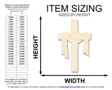 Load image into Gallery viewer, Unfinished Wood Draped Cross Shape | DIY Craft Cutout | up to 46&quot; DIY
