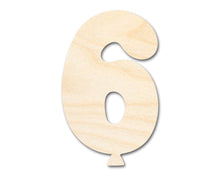 Load image into Gallery viewer, Unfinished Wood Balloon Number 6 Shape | DIY Craft Cutout | up to 46&quot; DIY
