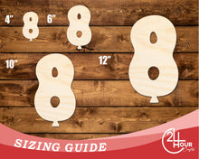 Load image into Gallery viewer, Unfinished Wood Balloon Number 8 Shape | DIY Craft Cutout | up to 46&quot; DIY
