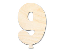 Load image into Gallery viewer, Unfinished Wood Balloon Number 9 Shape | DIY Craft Cutout | up to 46&quot; DIY
