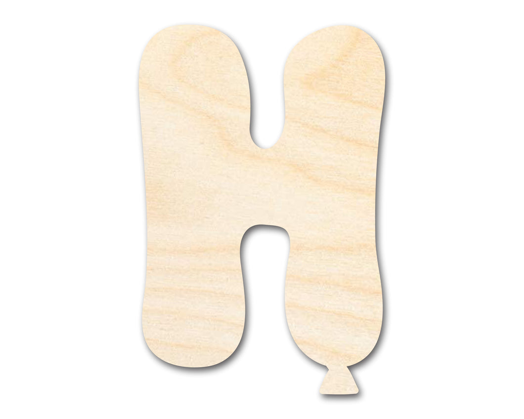 Unfinished Wood Balloon Letter H Shape | DIY Craft Cutout | up to 46