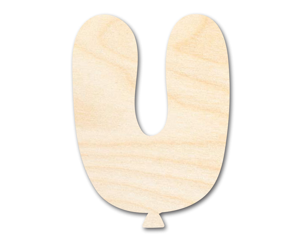 Unfinished Wood Balloon Letter U Shape | DIY Craft Cutout | up to 46